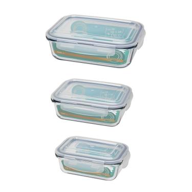 Imagem de Conjunto De Potes Herméticos De Vidro Retangular 3 Peças Oxford