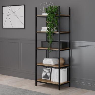 Imagem de Estante Alta 160cm Com 5 Prateleiras Caroline Preto/elmo