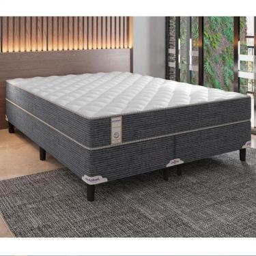 Imagem de Cama Box Queen Size New Lexus Com Molas Ensacadas E Revestimento Em Tecido Poliéster 60x158x198cm Portobel Branco