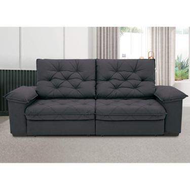 Imagem de Sofá 3 Lugares Luggero Retrátil E Reclinável Em Suede Linoforte Grafite