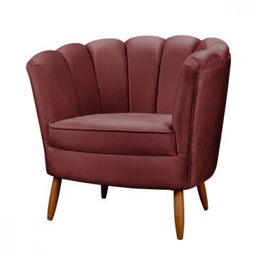 Imagem de Poltrona Decorativa Ariel Com Pés De Madeira Veludo Speciale Home Vinho