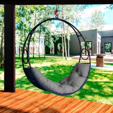 Imagem de Cadeira De Balanço Suspenso Lua Nova Corda Náutica Azul/cinza