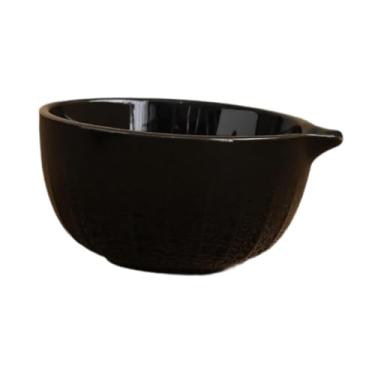 Imagem de Fenteer Tigela Matcha Tigelas de porcelana tradicionais para bater Matcha Chawan Xícara de chá japonesa feita à mão para presentear a família, Preto