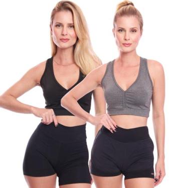 Imagem de Kit 2 Top Feminino Academia Treino Alta Sustentação Fitness - Brás e C