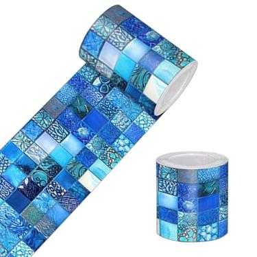 Imagem de HOMETITUTE Borda de papel de parede 10 x 496 cm descasque e cole borda de parede borda de papel de parede autoadesivo estilo mosaico acabamento para banheiro cozinha espelho moldura pia armário