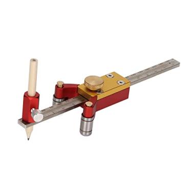 Imagem de AMAKO Régua de escriba 3 em 1, medidor de marcação métrica multifuncional e imperial para medição reta, paralela, de linhas de arco e altura, marcenaria