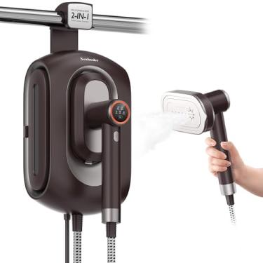 Imagem de Newbealer Ferro a Vapor 2 em 1, Vapor de 1550 W para Roupas, 3 Níveis de Vapor e Engomar a Seco, 30 Segundos de Aquecimento, Tanque Removível de 1.2 L, Desligamento Automático, Marrom (Somente 120V)
