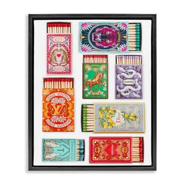 Imagem de Stupell Industries Iconic Fashion Brands Matchboxes Black Framed Floater Canvas Wall Art Design por Amanda Greenwood, 25 x 31