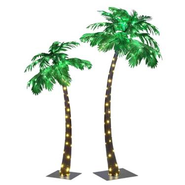 Imagem de LIGHTSHARE Palmeira Artificial Iluminada De 1,5 M + 2,1 M, 248 Luzes Led, Decoração Para Casa, Festa, Natal, Presépio, Pátio Externo - Elétrica