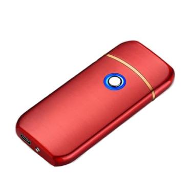 Imagem de Isqueiro Acendedor Recarregável USB Eletrônico Recarregável Usb Premium Luxo Touch Presente Para Homens Eletrônico (Vermelho 2)