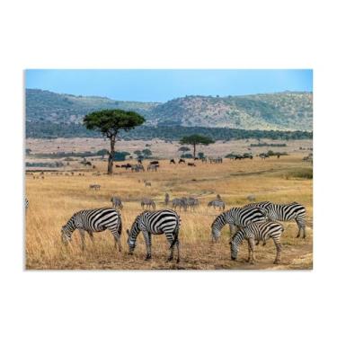 Imagem de SDYJ6GSW Imagens de animais em preto e branco para decoração de parede Um rebanho de zebras na savana africana impressão de cavalo imagem de tela pintura de parede zebra decoração de parede para sala