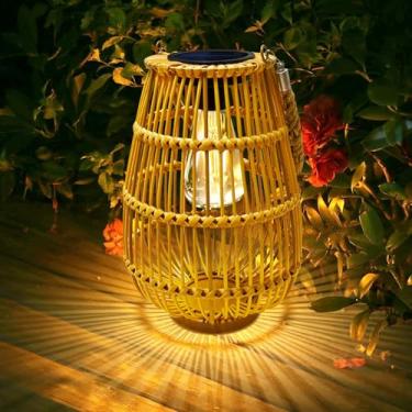 Imagem de Livinlarge Lanterna Solar À Prova D'Água Para Áreas Externas, Luzes Suspensas De Vime, Luminária Mesa Decorativa Jardim, Quintal, Pátio, Varanda, Árvores, Gramado, Caminho, 1 Pacote