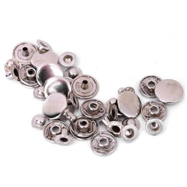 Imagem de 50 Conjuntos de Botões de Estalo de Latão Puro para Bagagem e Roupas, Prensa Decorativa Redonda (15mm)