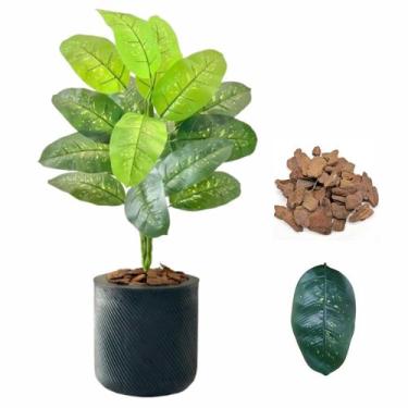 Imagem de Planta Artificial Comigo Ninguém Pode + Vaso Bojo Decoração - Flor Imp