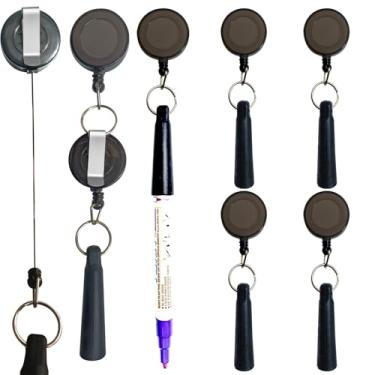 Imagem de XILAOTOU 4 porta-lápis elásticos de silicone, caneta de puxar para madeira, pedreiro, artesanato – lápis preto retrátil