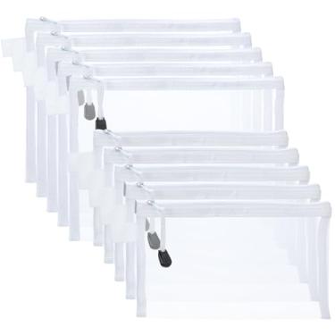 Imagem de OZY 10 Peças De Bolsa Malha Nylon Com Zíper, Bolsas Para Cosméticos, Zíper Organizar E Armazenar, Brinquedos, Quebra-Cabeças, Jogos Tabuleiro, Artigos Viagem Escritório Multiuso (Branco)