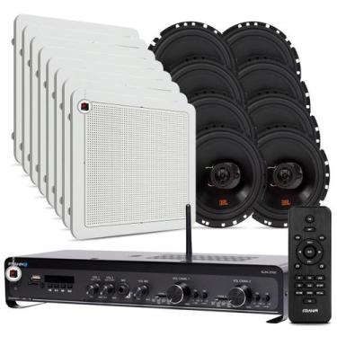 Imagem de Kit Som Ambiente Academia Salão Lojas Bluetooth Conexão Tv Usb Sd Slim