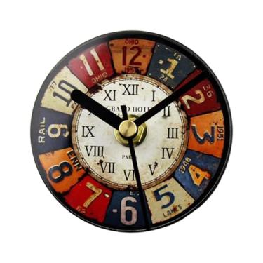 Imagem de menolana Relógio decorativo vintage redondo com design europeu portátil para geladeira, formato de relógio para hotel, restaurante, escritório, quadro branco,