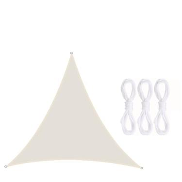 Imagem de TBATM Sun Shade Vela Impermeável ao ar Livre Jardim Pátio Partido Protetor Solar Toldo,Triângulo Sun Shade 98% Uv Bloco com Corda Livre,Velas de Sombra para Varanda,Beige,2.4x2.4x2.4m