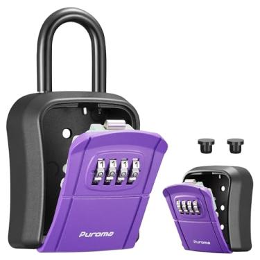 Imagem de Puroma SAFEKey Lockbox, caixa de armazenamento portátil de chave montada na parede para chaves de casa, código redefinível, cofre de segurança para casa, escritório, apartamento (1 pacote, roxo)