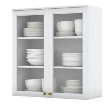 Imagem de Armário Aéreo Henn Americana 2 Portas Com Vidro Branco