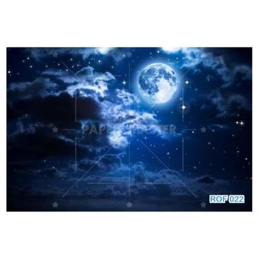 Imagem de Papel De Teto Céu Noite Céu Lua Cheia Nuvens 3,5M Rof22 - Você Decora