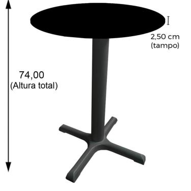 Imagem de Mesa ômega Ferro Branco 74 Cm (alt) Base Em X Tampo Mdp Redondo Grafito 80 Cm (larg) X 2,50 Cm (alt)