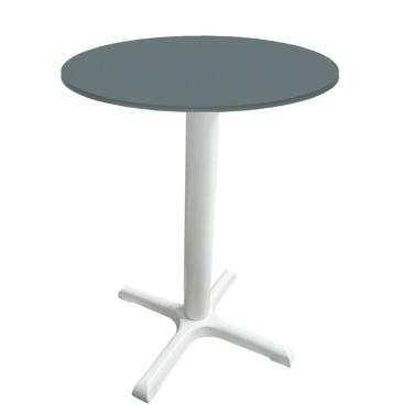 Imagem de Mesa ômega Ferro Branco 74 Cm (alt) Base Em X Tampo Mdp Redondo Grafito 60 Cm (larg) X 2,50 Cm (alt)