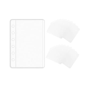 Imagem de 24 peças de envelopes para fichário A7 sem zíper, mangas soltas para fichário de folhas de PVC, 6 furos para 6 anéis, organizador de fichário, fotos, cartões, notas (A7, 24 peças)