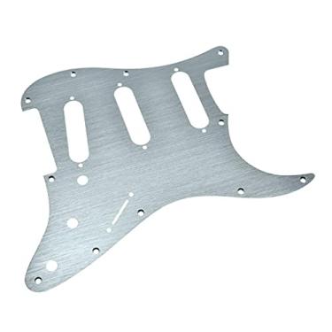 Imagem de KAISH 11 furos de metal alumínio anodizado estilo moderno ST/Strat SSS Pickguard placa de arranhões para Stratocaster/Strat feito nos EUA/México prata