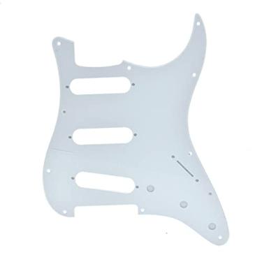 Imagem de Dopro 11 Orifícios Vintage 62 Strat ST SSS Captadores de Bobina Única Guitarra Placa de Arranhar com Parafusos para American FD 62 Stratocaster Branco 1 Camada
