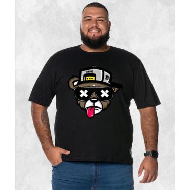 Imagem de Camiseta Estampada Tamanho Grande Plus Size Urso Boné Bolado - Hs, Pre