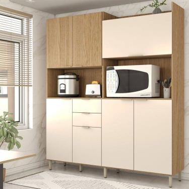 Imagem de Cozinha Compacta Salsa 7 Portas 2 Gavetas Amêndola/Nude Prime Tx - Panorama Móveis
