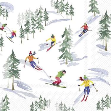 Imagem de Guardanapo para Decoupage Ihr 33x33 Esquiando na Neve C/ 20 Unidade - 