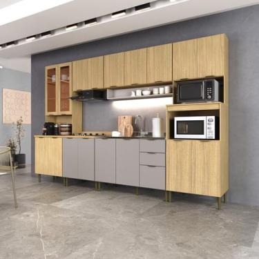 Imagem de Cozinha Modulada 100% Mdf 6 Peças 18 Portas 2 Gavetas Cristaleira 2 Ba