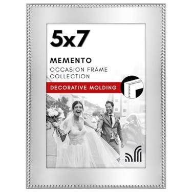 Imagem de Americanflat Porta-retrato 12 x 18 cm com detalhes em estilo de contas - Moldura com contas com vidro resistente a quebras - molduras elegantes estilo galeria para mesa ou parede - prata