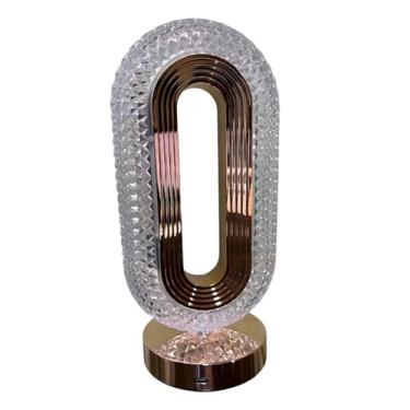 Imagem de Abajur Luxuoso, lindo, Oval de Cristal Acrílico, Carregamento USB, 3 Tons de Iluminação, Sem Fio Ideal para cabeceira de cama