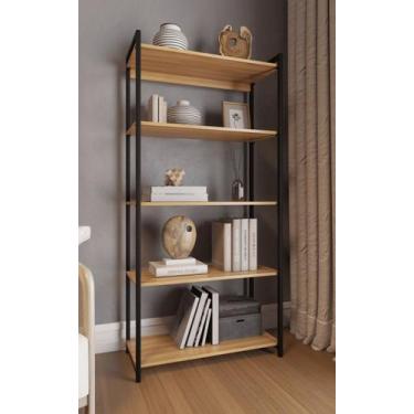 Imagem de Estante Livreiro Estilo Industrial Com Prateleiras Madeira - MoveisDco