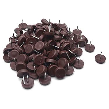 Imagem de Still Awake Protetores De Piso Para Pernas Cadeira, Nylon Marrom 15 Mm Com Prego Proteção Pés Mesa E Cabeça (Fundo Plano, 100 Peças)