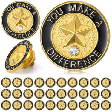 Imagem de Yunlly 100 peças de alfinetes de lapela de reconhecimento de funcionário do mês presente de equipe de agradecimento por estrelas de funcionários (você faz a diferença)