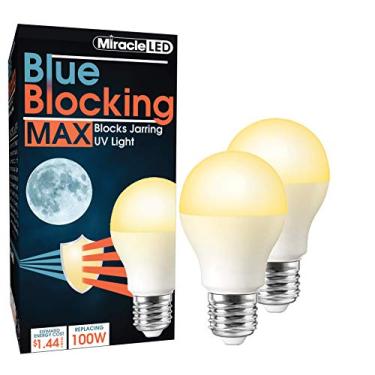 Imagem de Miracle LED Lâmpada de sono amarela quente máxima bloqueio azul de 12W substituindo até 100W para replicar o sol e produzir melatonina organicamente (pacote com 2)