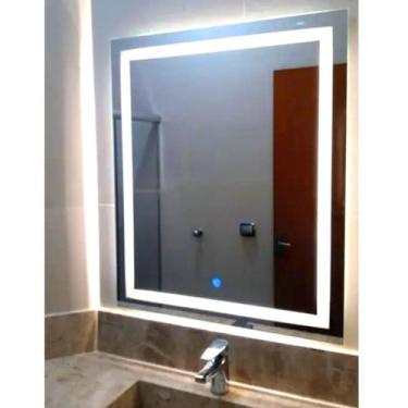 Imagem de Espelho Led 3 cores 80 cm x 80cm quadrado Botão Touch Luz Ajustável Di