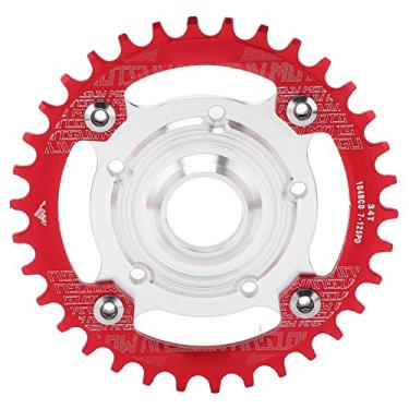 Imagem de 104 BCD 34T Chainring roda dentada adaptador liga de alumínio CNC corte conversão Base compatível com Tongsheng Mid Drive Motor Fits 7 8 9 10 11 velocidades Chainwheel bicicleta (Vermelho)