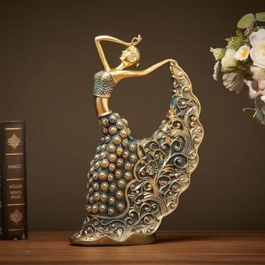 Imagem de XINDAM Elegant Peacock Art Figurine Dancer Statue Decorative Home & Office Figurines Home Office Display Craft Living Room Decor Ornaments for Tabletop