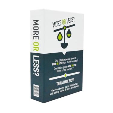 Imagem de More Or Less? Trivia Card Game - Compact & Fun - Ideal for Travel, Families, Game Nights 5 Trivia Categories: Random, Places, Science & Tech, Nature and Entertainment