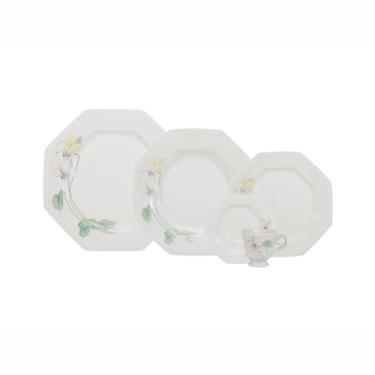 Imagem de Serviço de Jantar e Café 20 Peças em Porcelana, Modelo Prisma, Octogonal, Decoração Encanto, Porcelana Schmidt