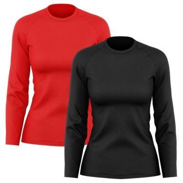 Imagem de Kit 2 Camisetas Manga Longa Poliamida Feminina Proteção Solar UV-Feminino