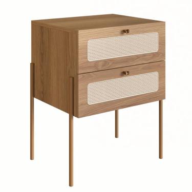 Imagem de Mesa de Cabeceira Oslo 2 Gavetas Hanover e Dourada