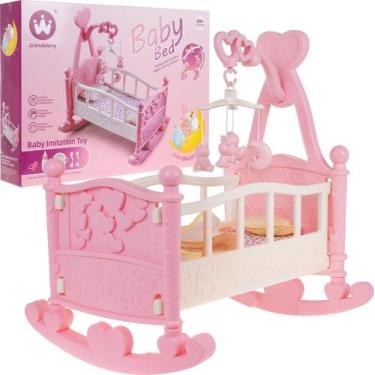 Imagem de Berço De Boneca Wandalong Baby Bed 2 Em 1 Rosa/Branco