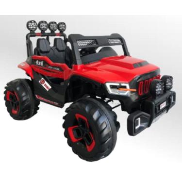 Imagem de Carro Elétrico Jipe Elétrico Infantil 2 lugares 12V 4 Motores Vermelho com Sons e Luzes BARZI MOTORS